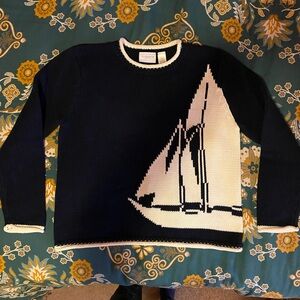 Vintage Liz Claiborne Nautical Sailboat Sweater